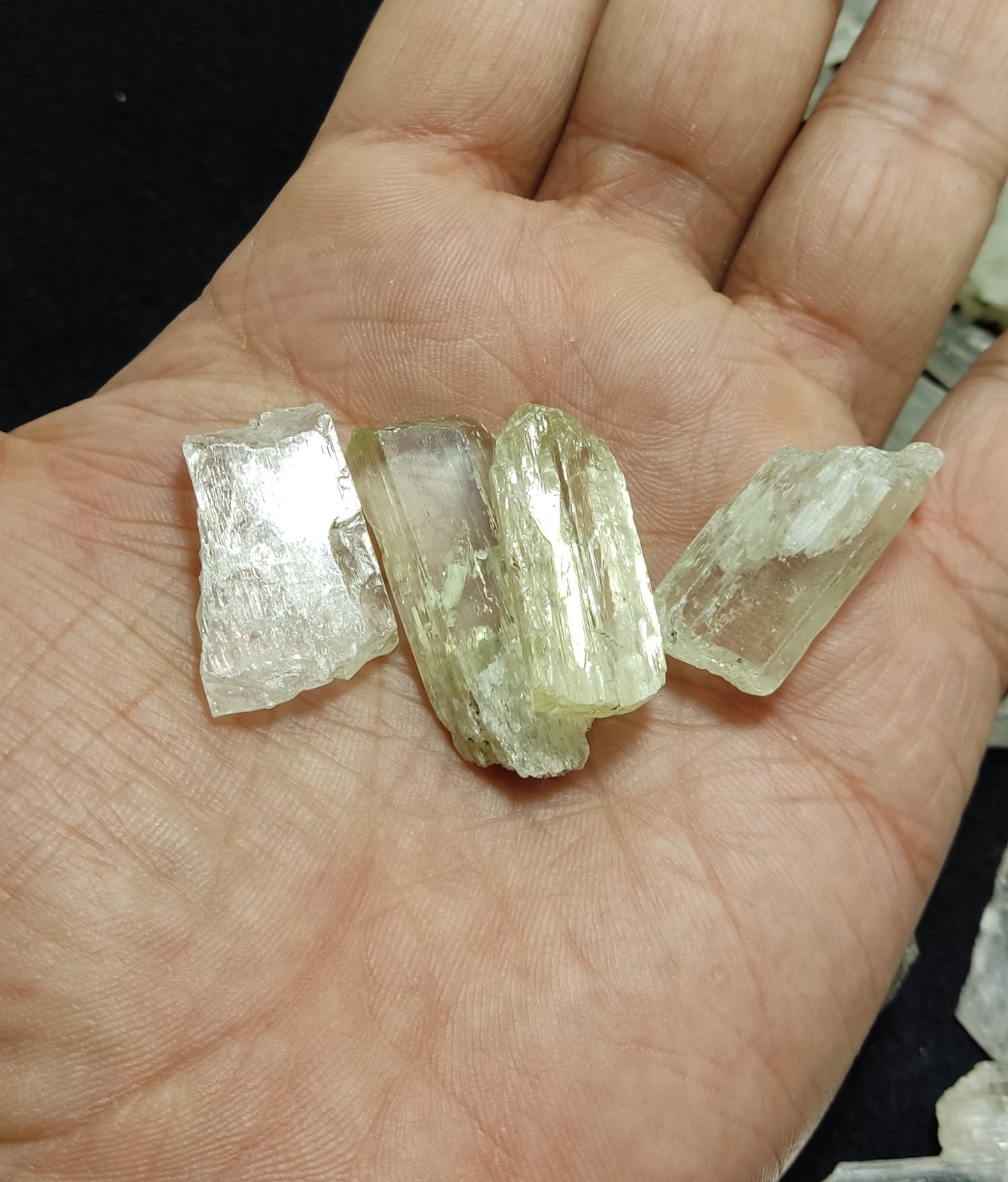 270 grams etched spodumene Kunzite lot