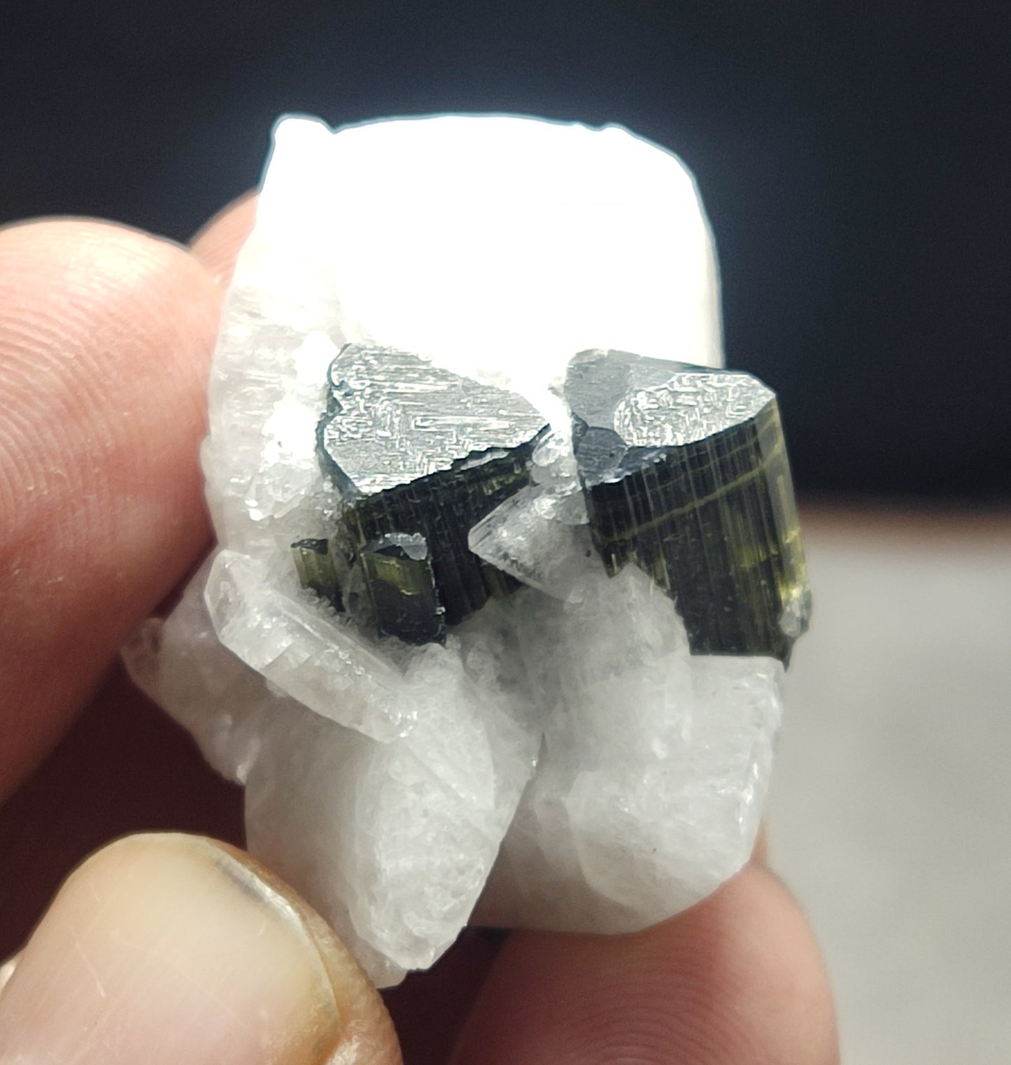 Natural Bicolor Tourmaline Specimen with Cleavlandite 22 grams