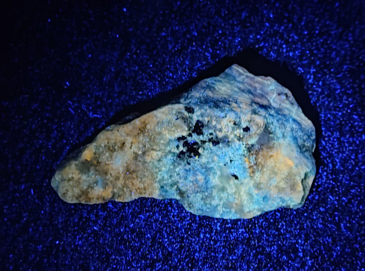 Fluorescent natural afghanite/sodalite on matrix with pyrite 63 grams