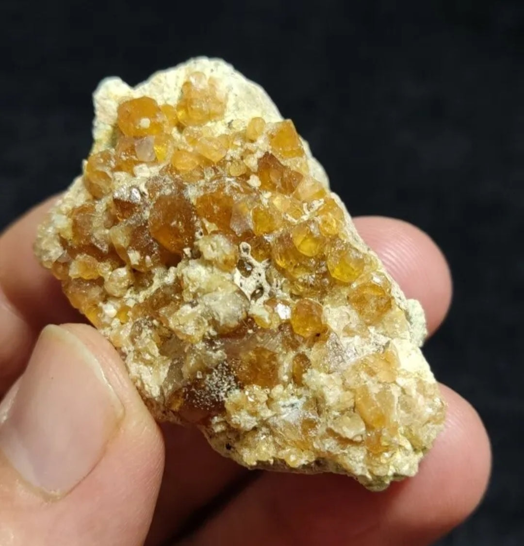 Natural Garnets variety hessonite on matrix 40 grams