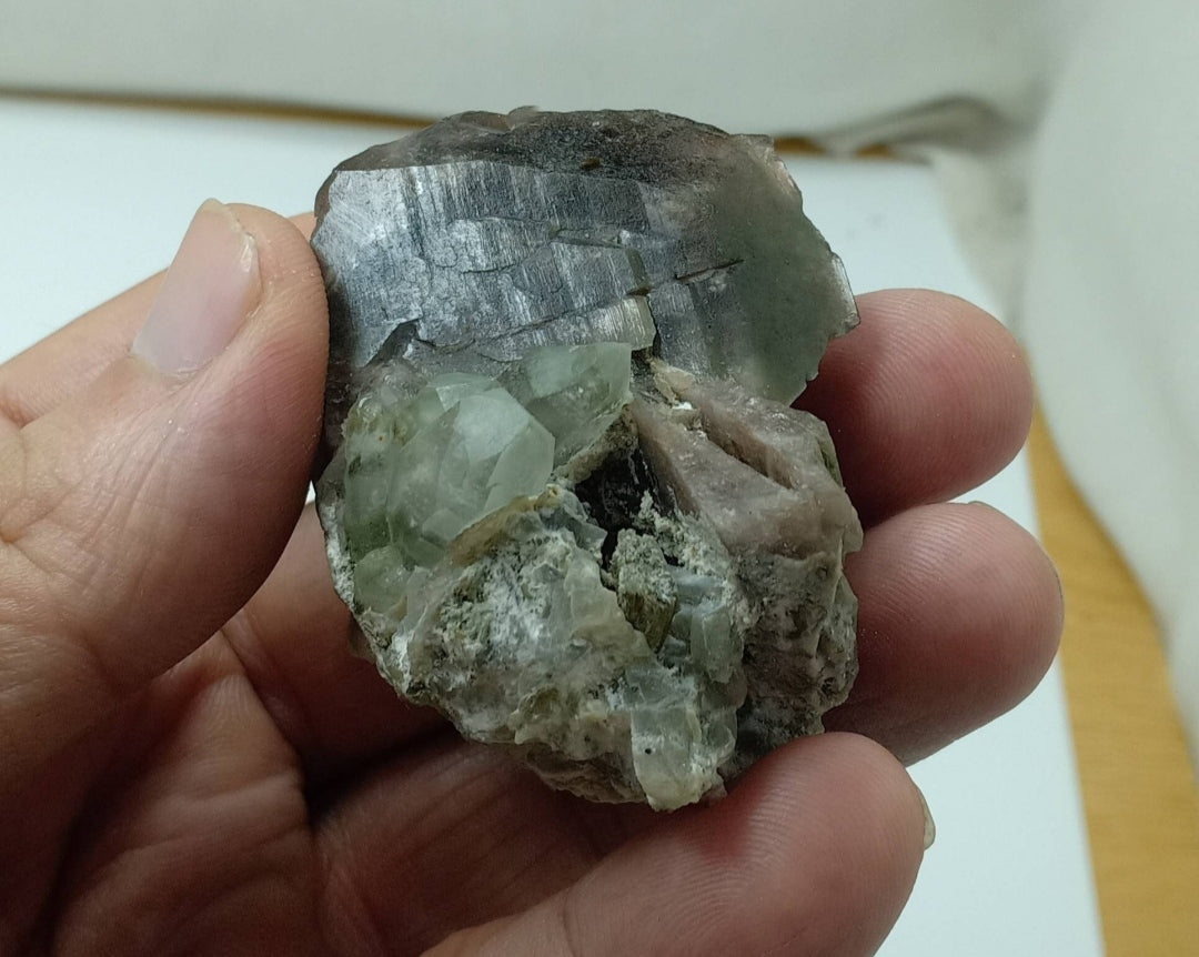 Axinite crystals on matrix with Chlorite quartz crystals 83 grams