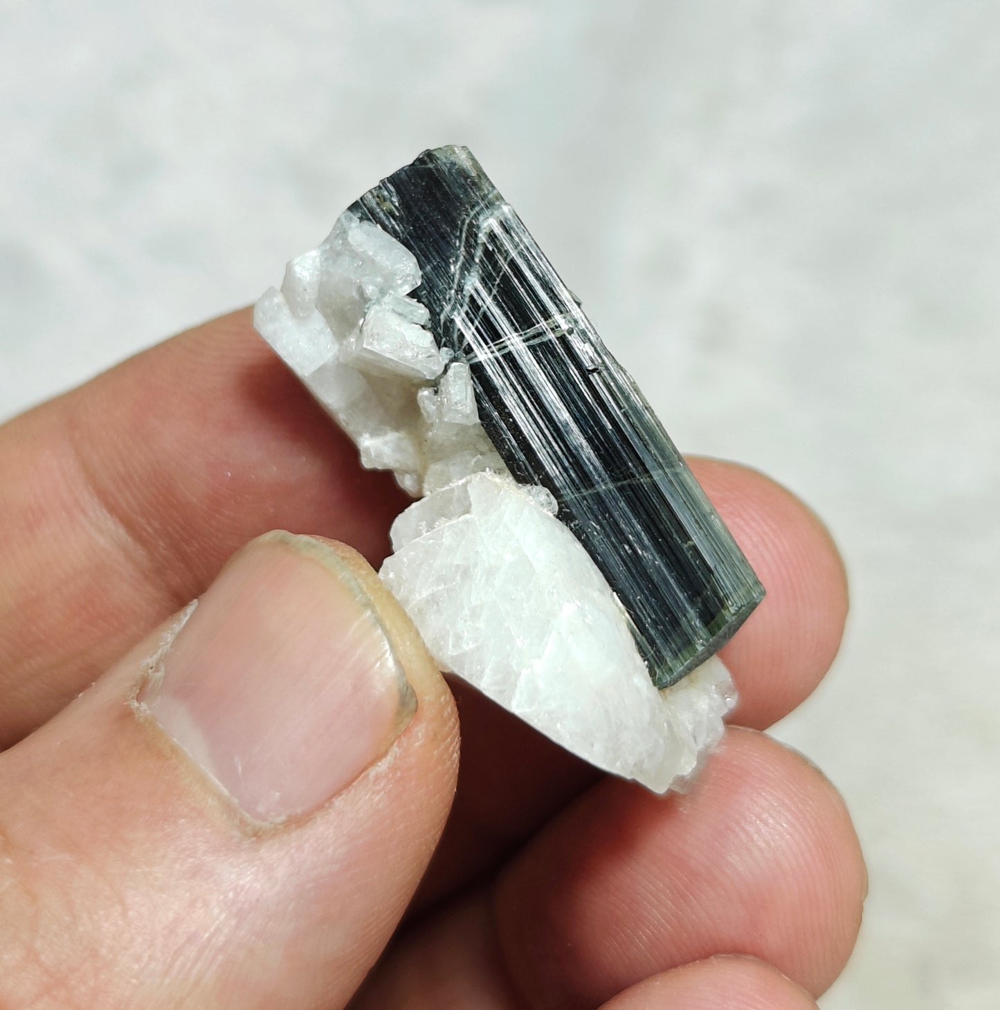 Natural green cap tourmaline specimen with Cleavelandite 60 carats