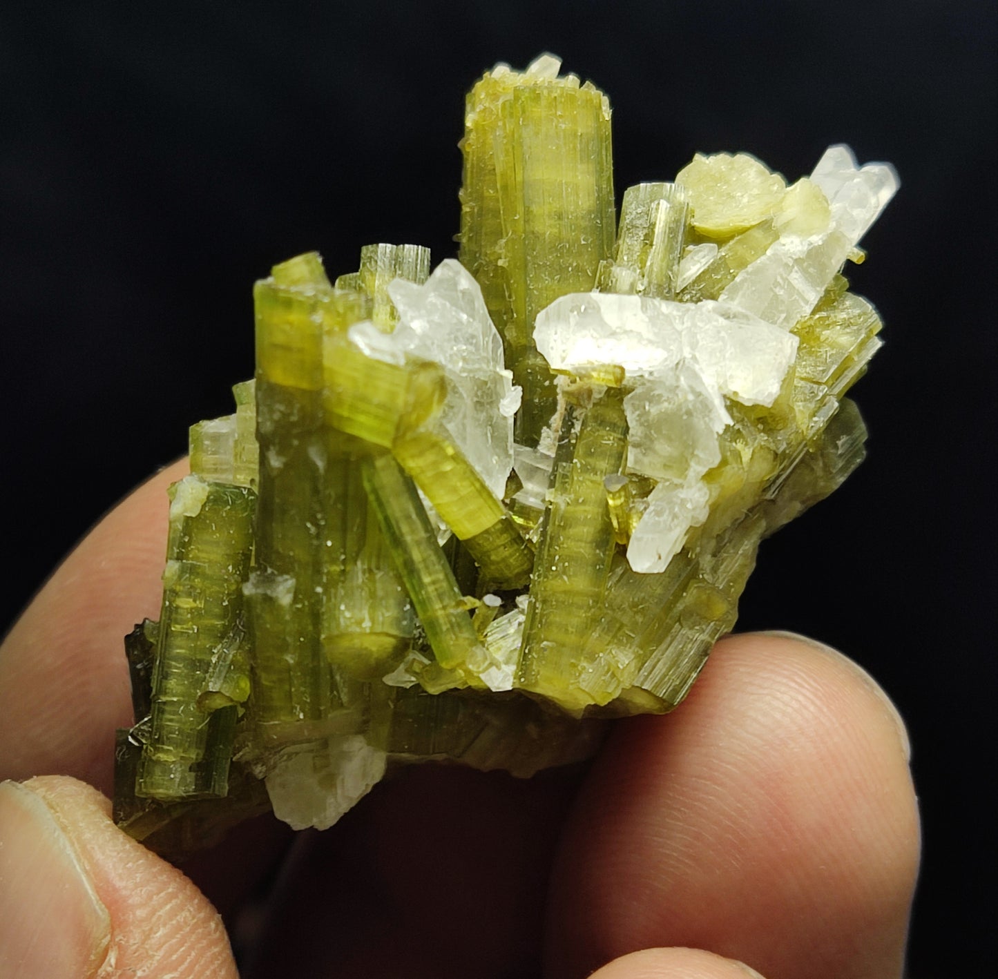 Natural green tourmaline cluster with quartz 24 grams