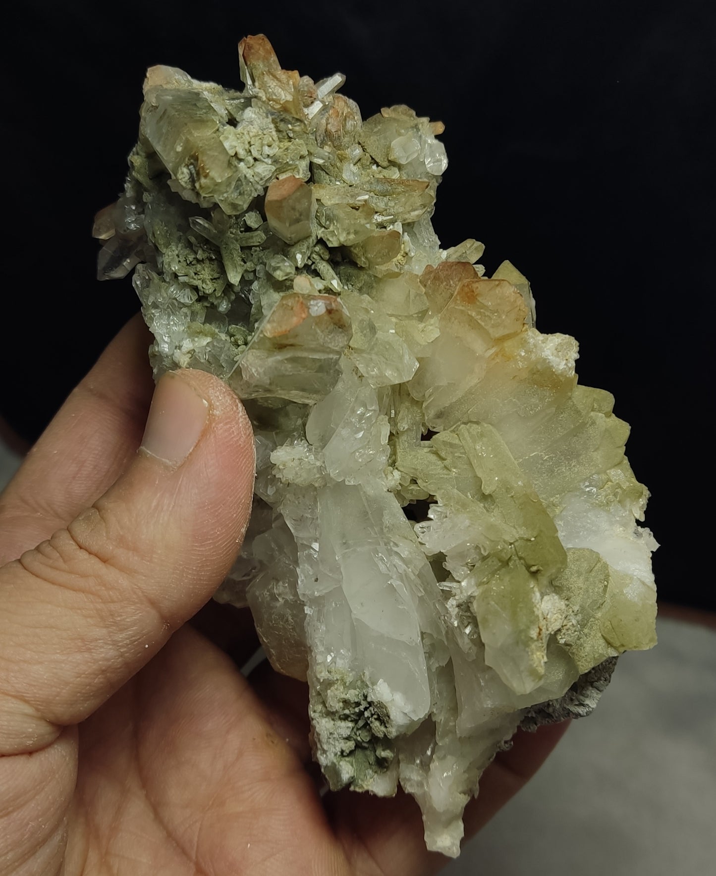 Natural chlorite and Iron Quartz cluster 289 grams