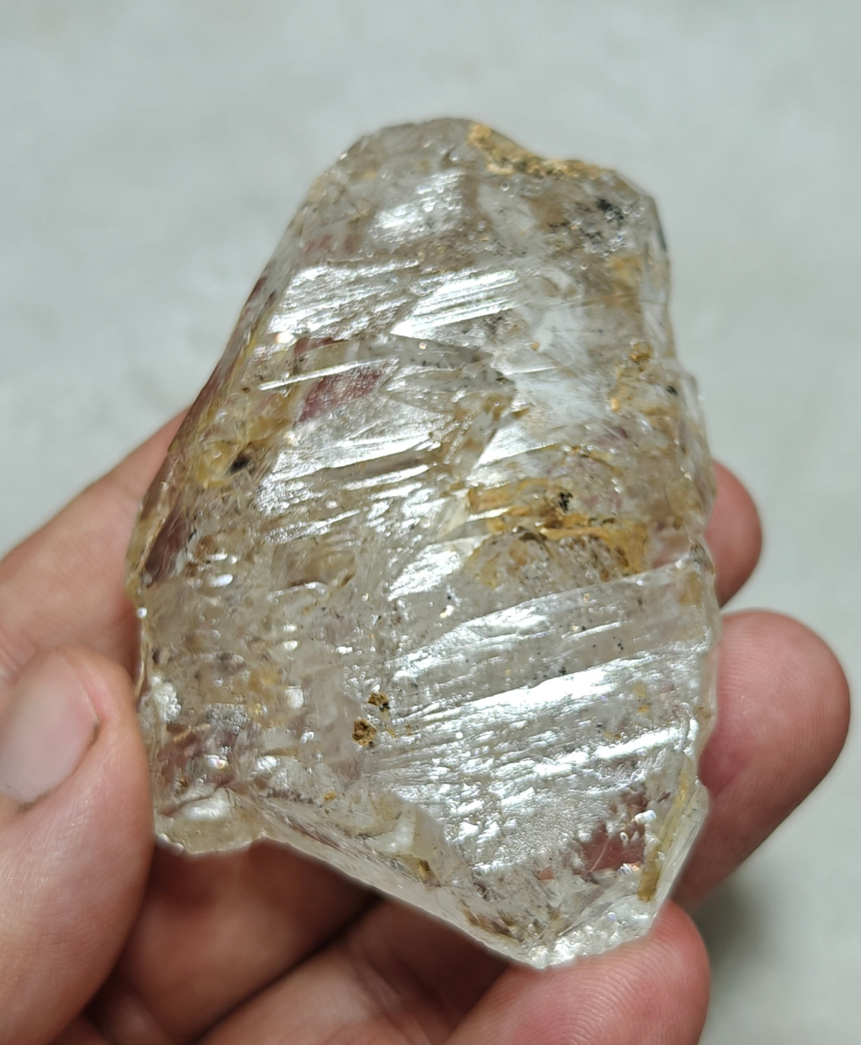 Beautiful double terminated Fenster Skeletal Quartz crystal with clay filling 94 grams