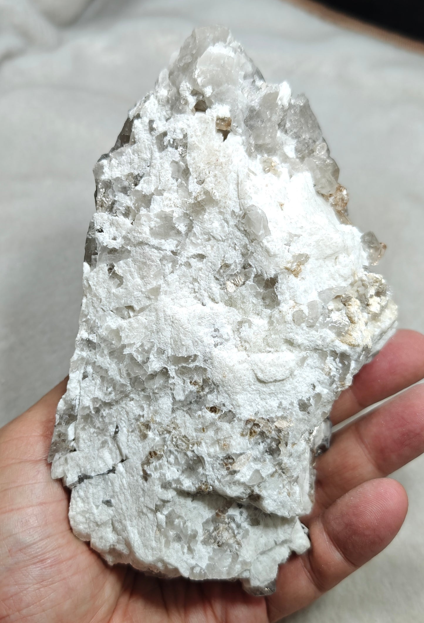 Natural terminated peach color Topaz crystals with smoky quartz on matrix 750 grams