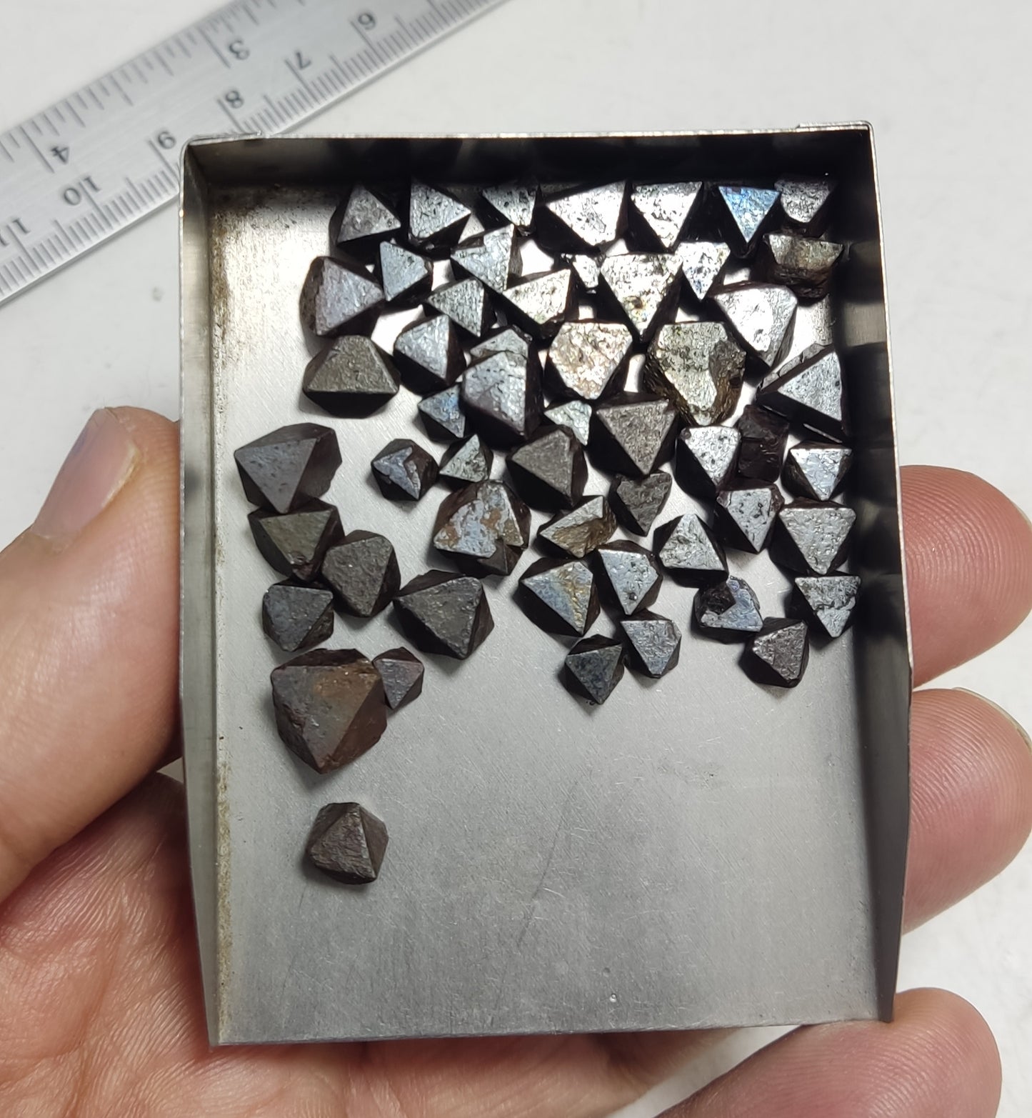50+ pieces octahedron magnetite crystals