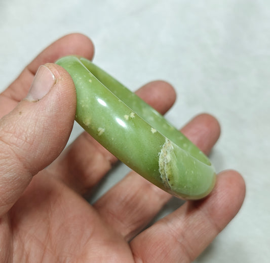 65 mm Size natural serpentine Bangle olive green color
