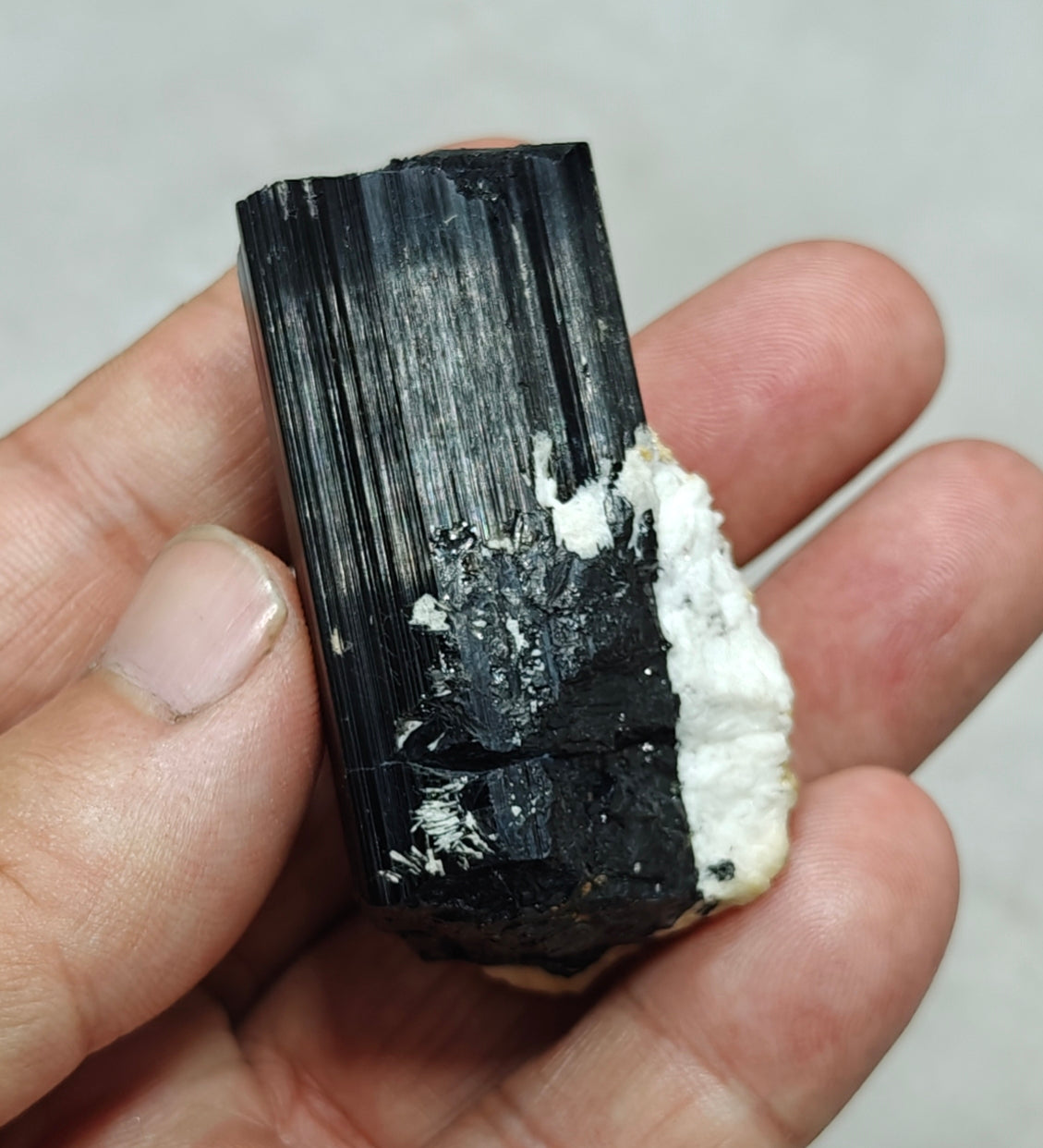 An Aesthetic Natural Tourmaline crystals with Albite attachment 81 grams