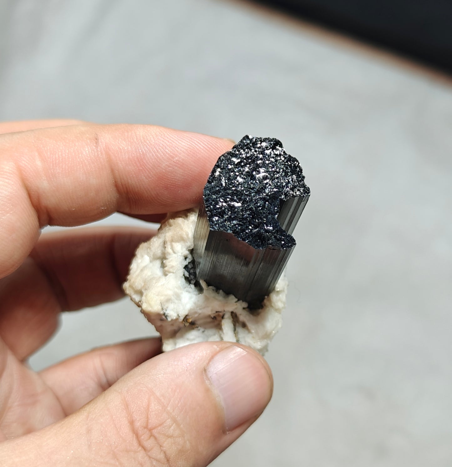 An Aesthetic Natural Tourmaline crystals with Albite attachment 74 grams