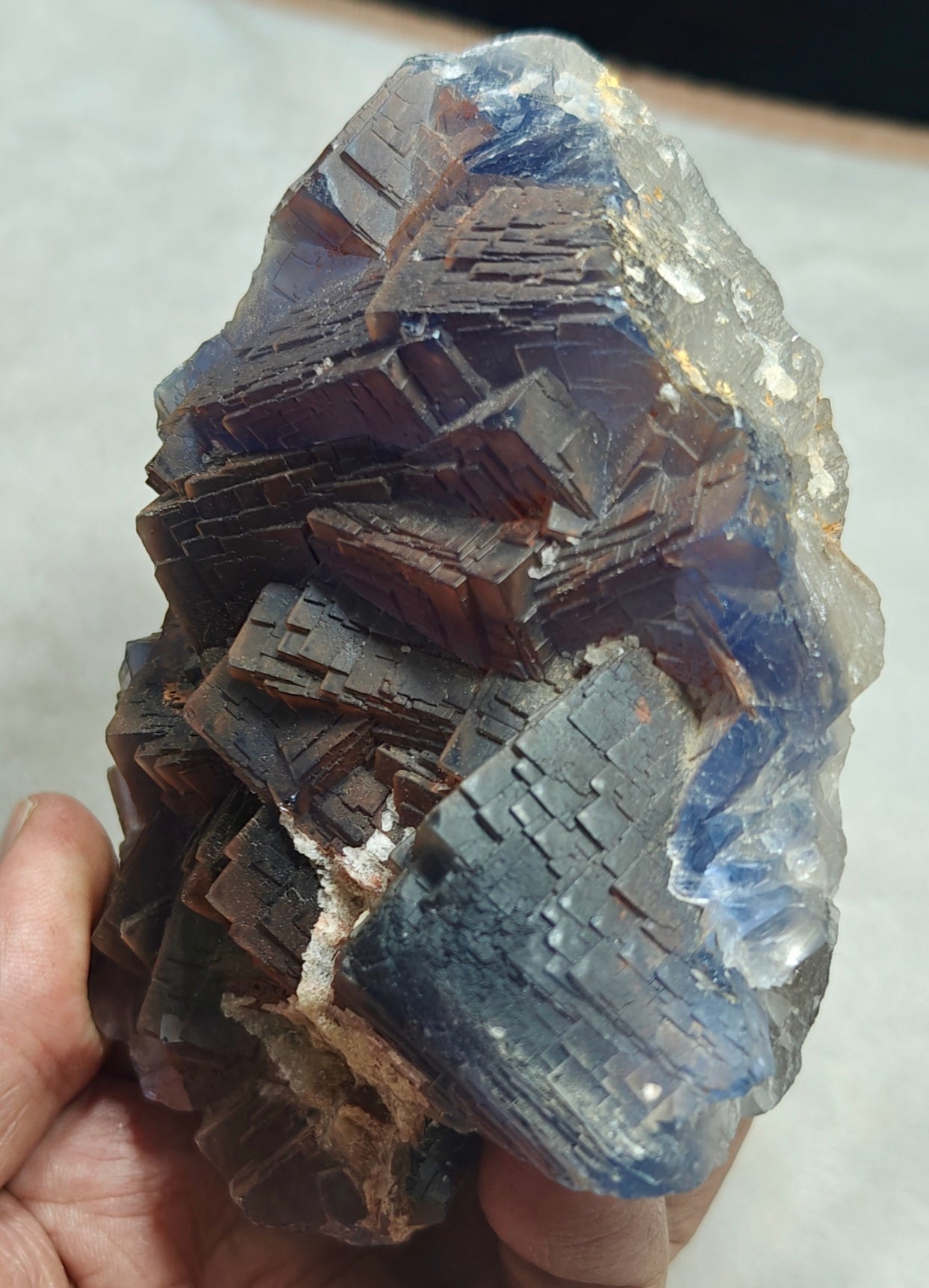 An amazing beautifully terminated dark Purple Fluorite specimen 672 grams