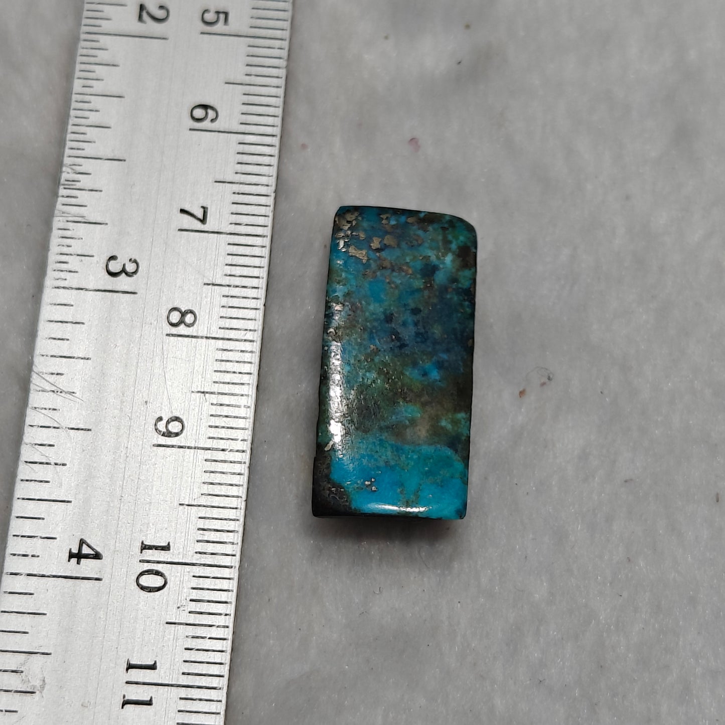 Single amazing natural rectangular shape turquoise cabochon with Pyrite 5 grams