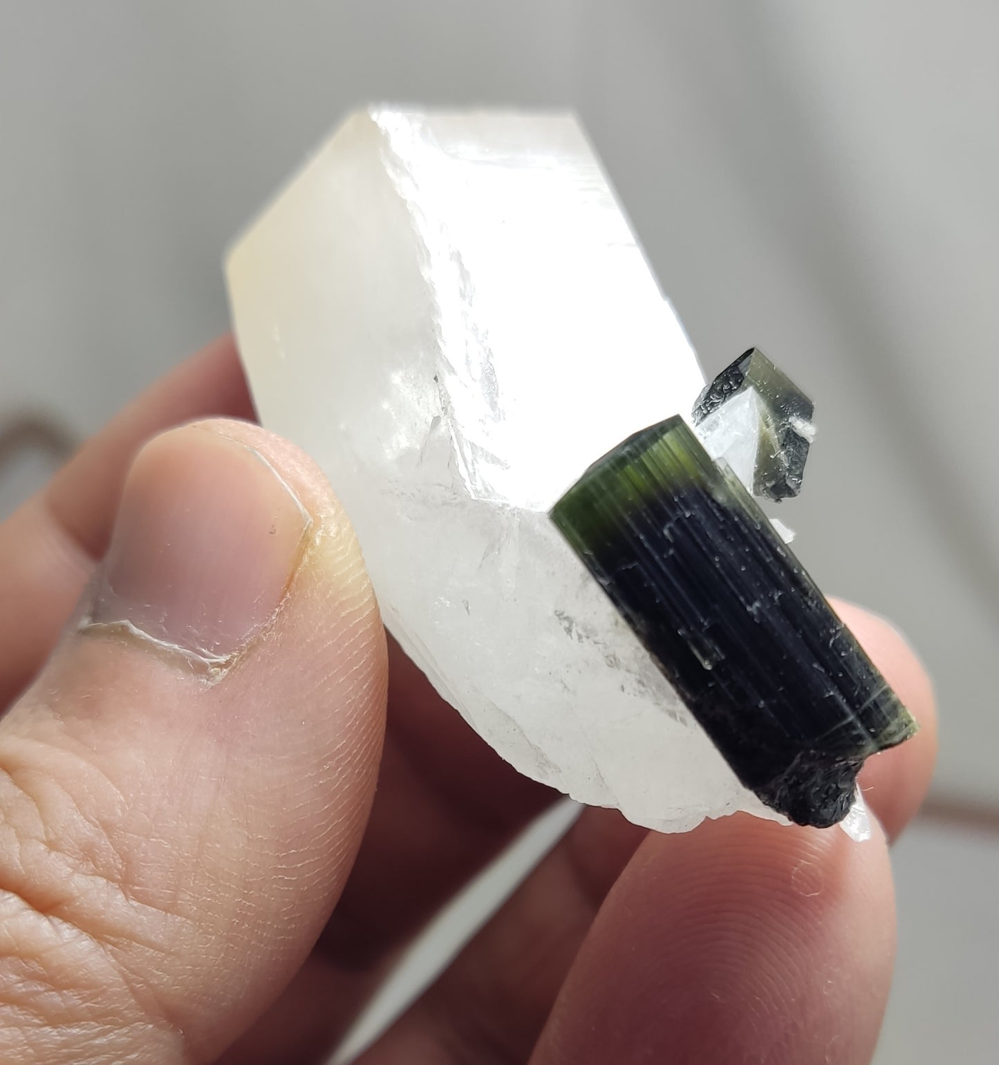 Green Cap Tourmaline On Matrix Of Quartz 48 grams