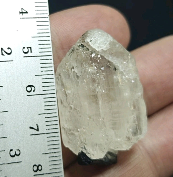 Natural terminated topaz crystal with black tourmaline 17 grams