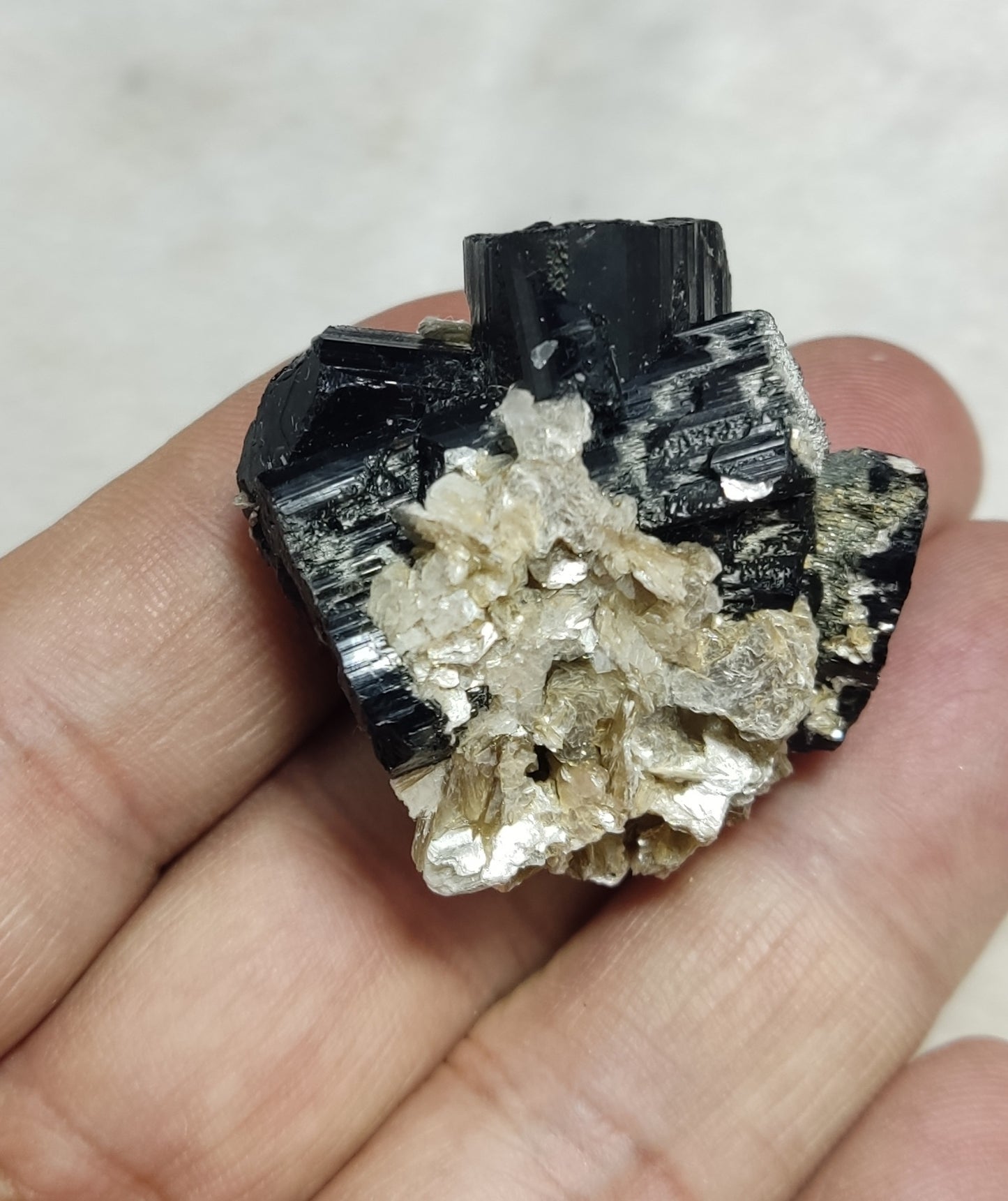Natural Black Tourmaline Specimen with Muscovite 39 grams