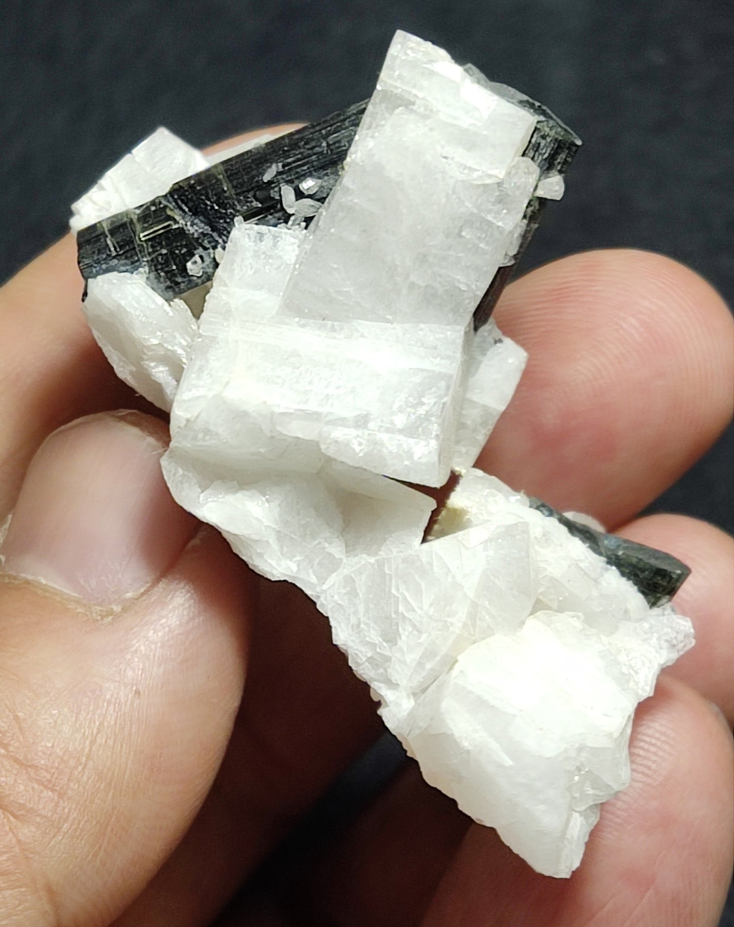 Natural Green Cap Tourmaline cluster with cleavlandite albite 34 grams