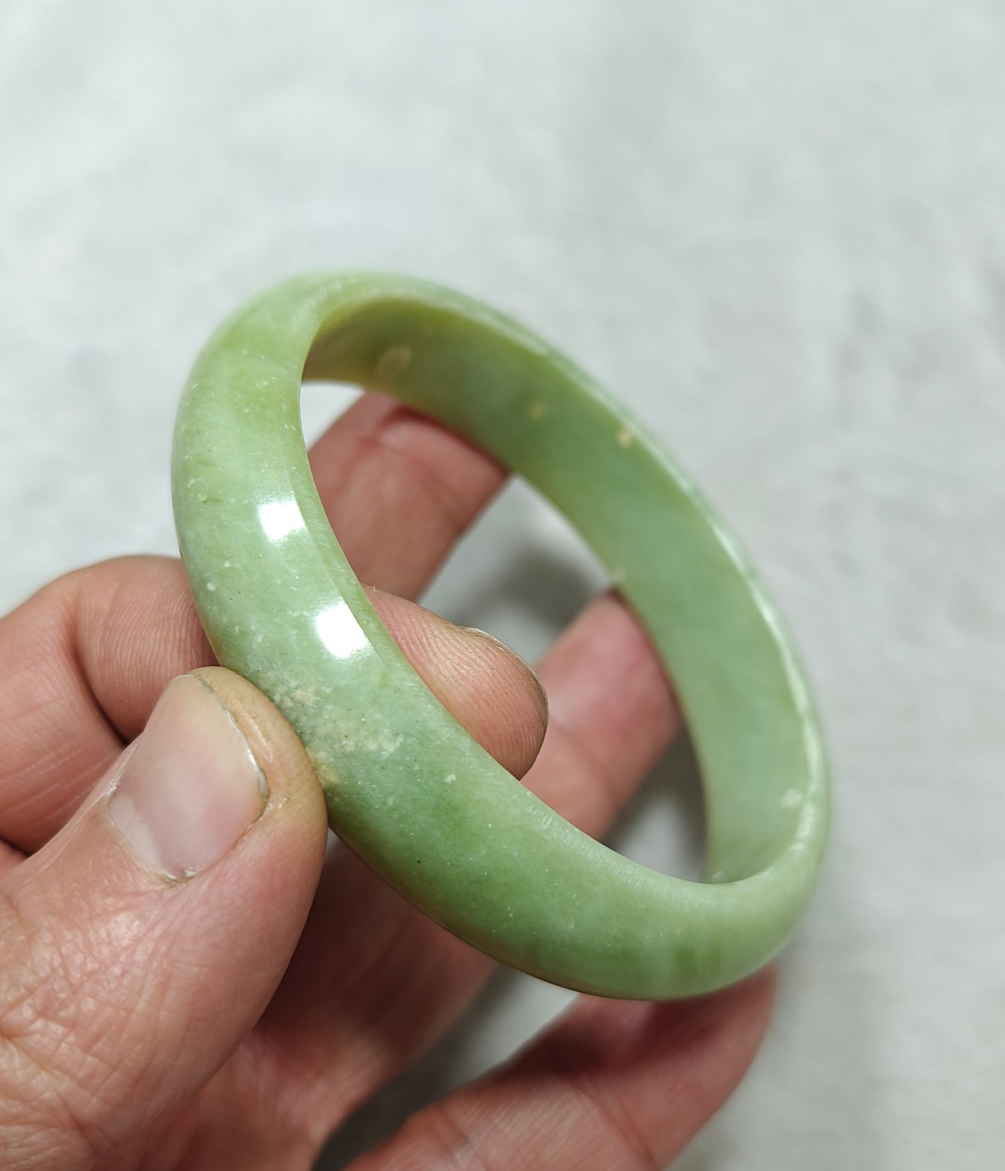 65 mm Size natural serpentine Bangle olive green color