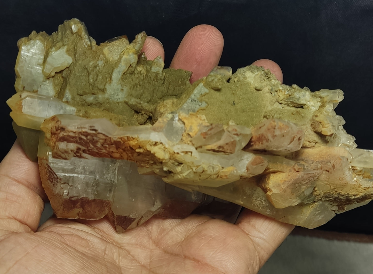 Natural chlorite And Iron Inclusions Quartz cluster 488 grams