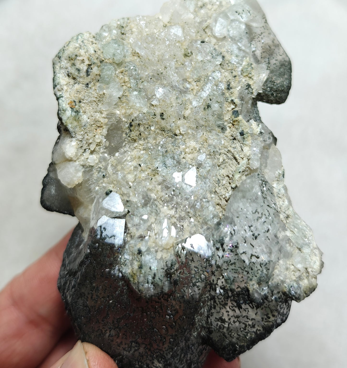 Single beautifully terminated quartz Crystals with sprinkled chlorite 237 grams