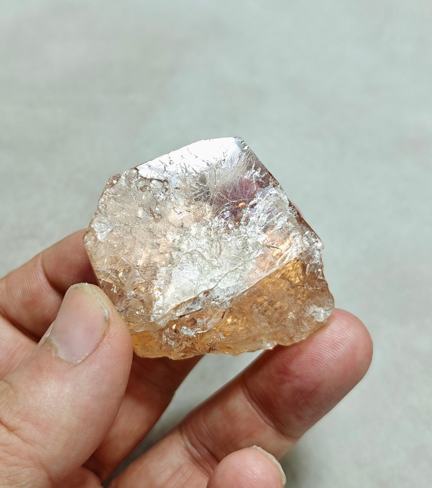 Terminated peach color Topaz crystal 84 grams