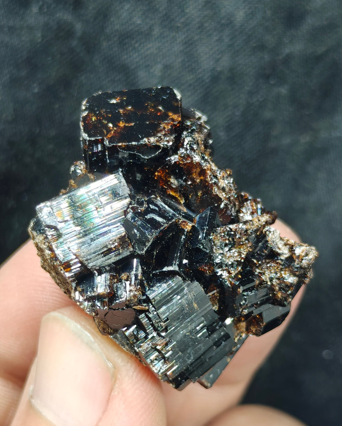 Natural lusterous crystal specimen of dark brown Vesuvianite 30g