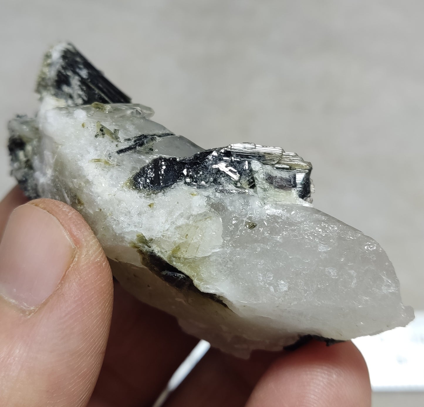 Natural Green Tip Tourmaline with Quartz 48 grams