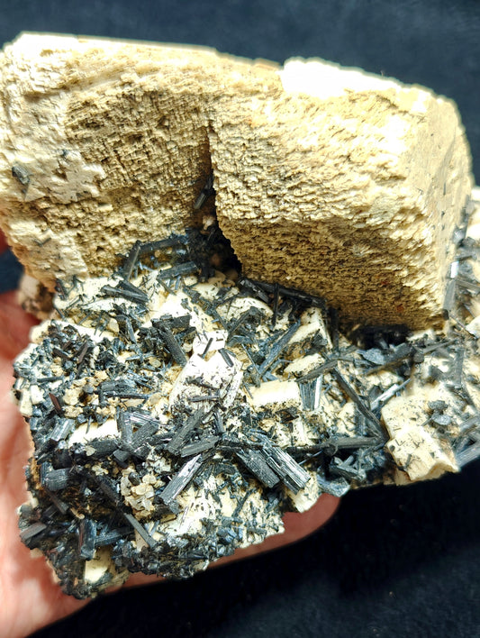 Etched feldspar with Black Tourmaline Crystal Cluster 880 grams