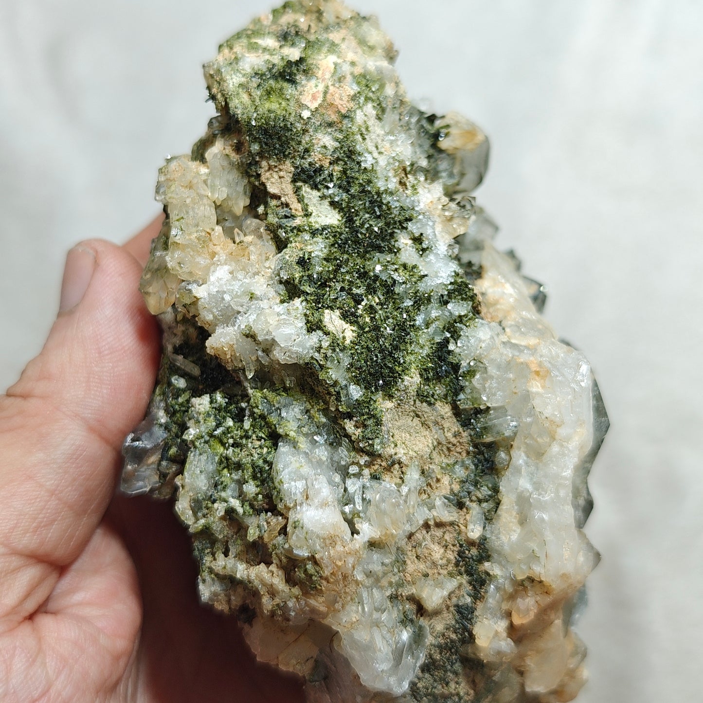 Natural Quartz and Epidote cluster 800 grams