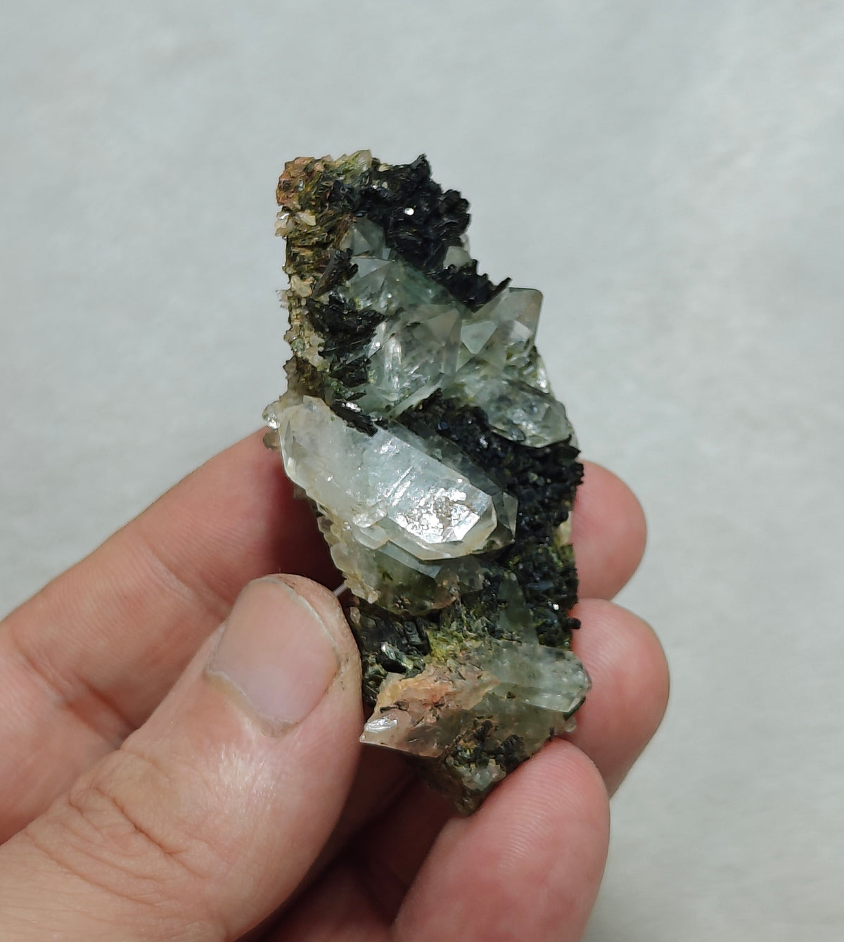 Natural quartz and Epidote cluster with 54 grams