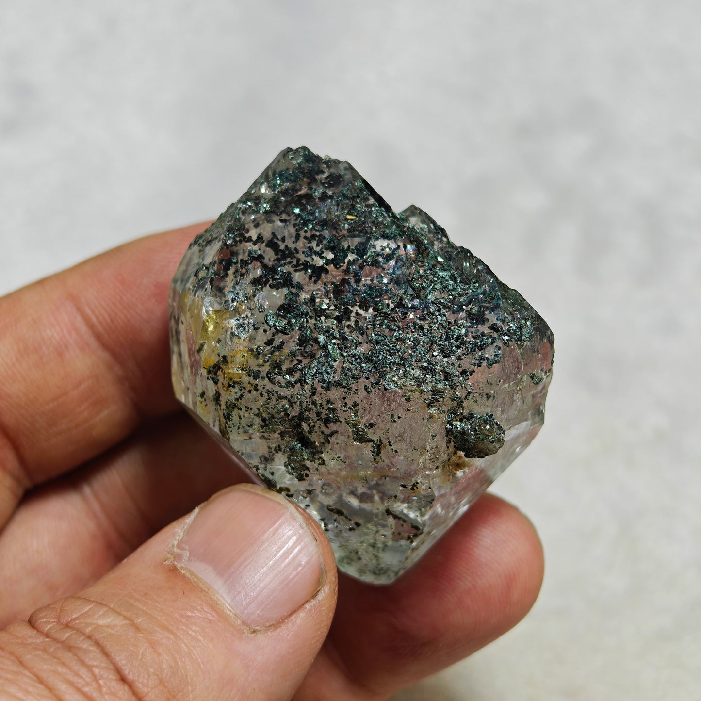 Natural double terminated quartz crystal with chlorite inclusions 60 grams