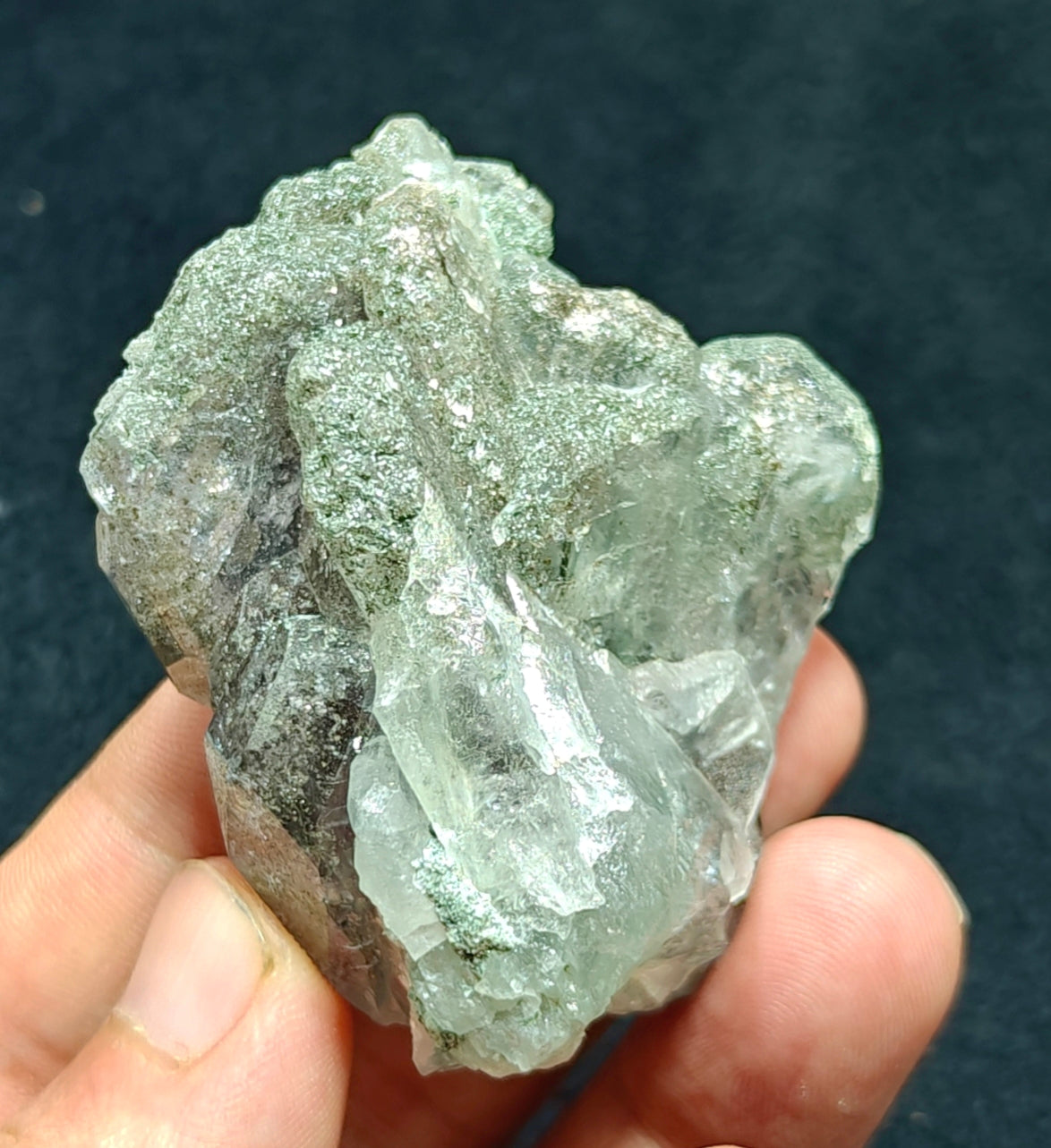 Light Purple Apatite with Green Inclusions of Byss-olite 115 grams