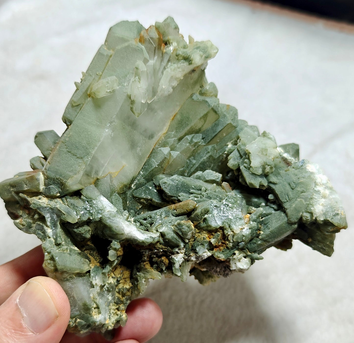 Chlorite Quartz crystals cluster 590 grams