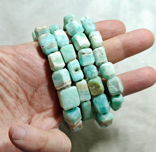 Natural aragonite beads bracelets adjustable elastic fit