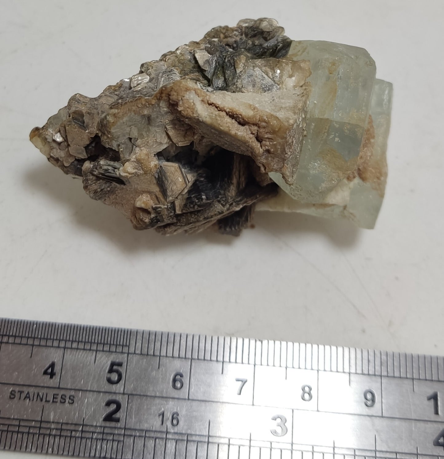 An Aesthetic specimen of aquamarine crystals on matrix 59 grams