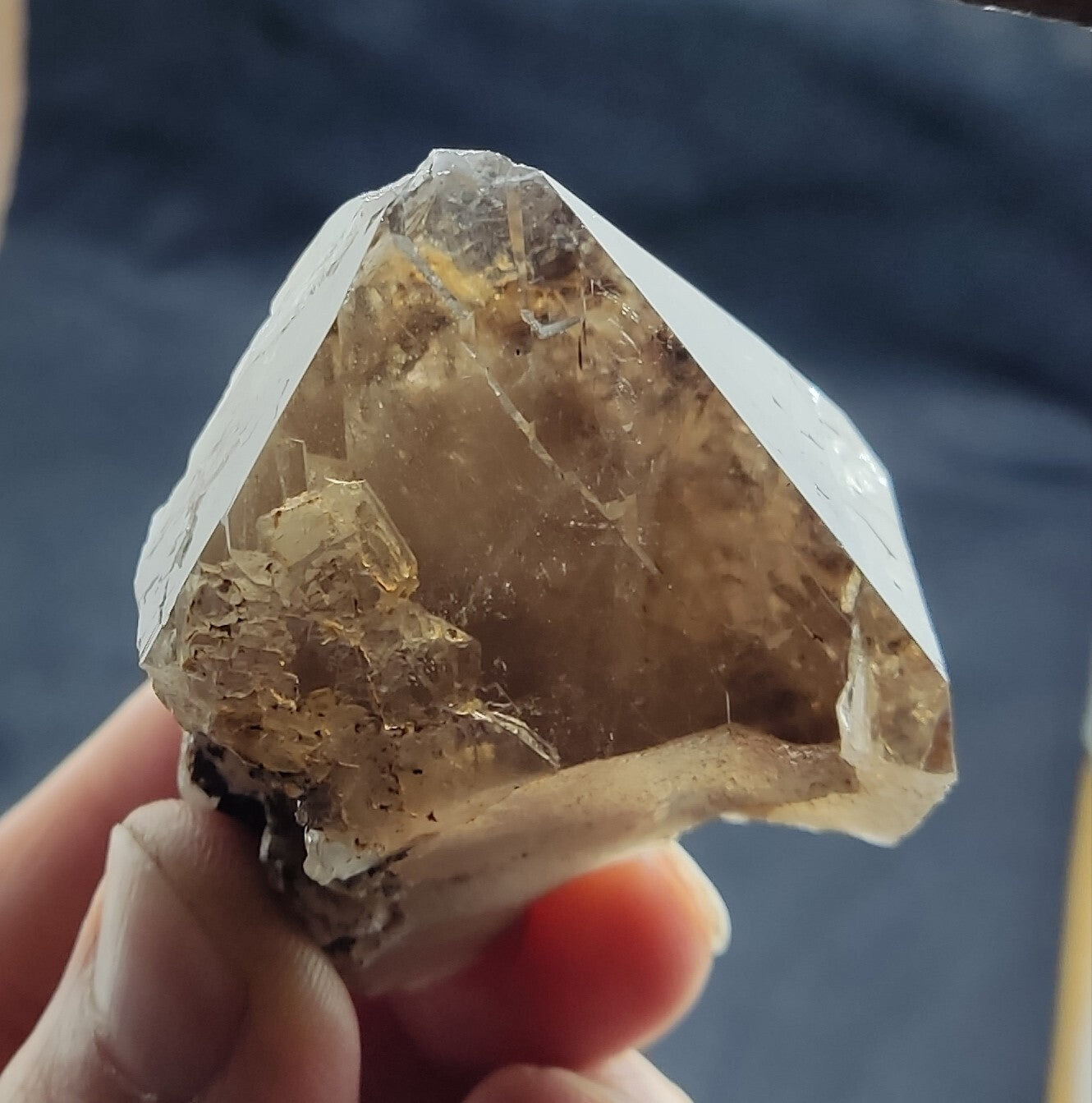 An aesthetic specimen of terminated smoky Quartz crystal cluster 102 grams