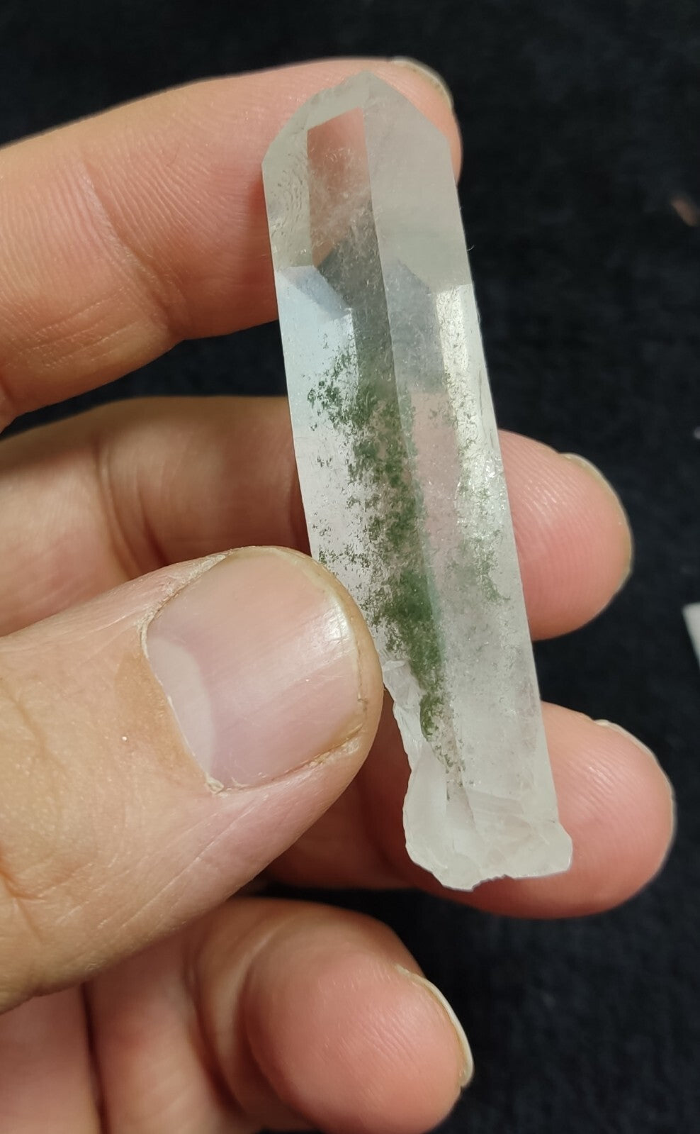 An Aesthetic Natural terminated Quartz crystal with chlorite inclusions 24 grams