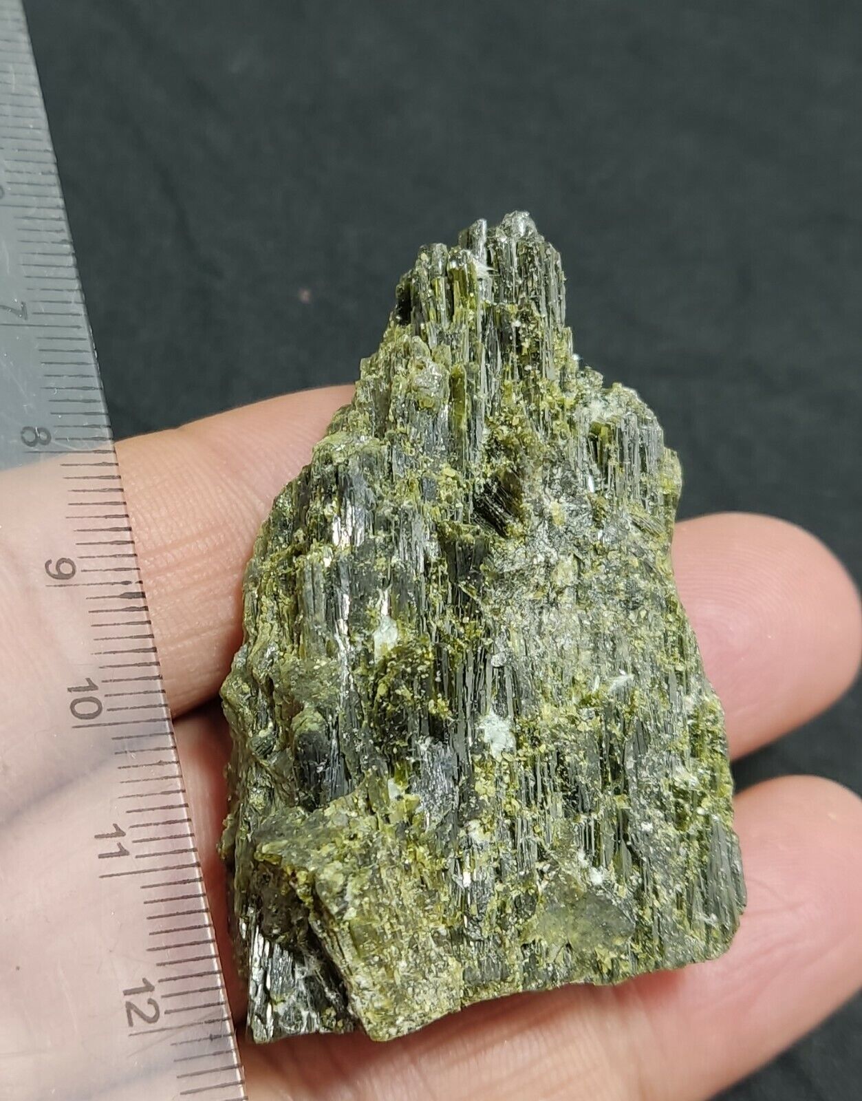 An aesthetic specimen of dark green color Epidote crystal spray 60 grams