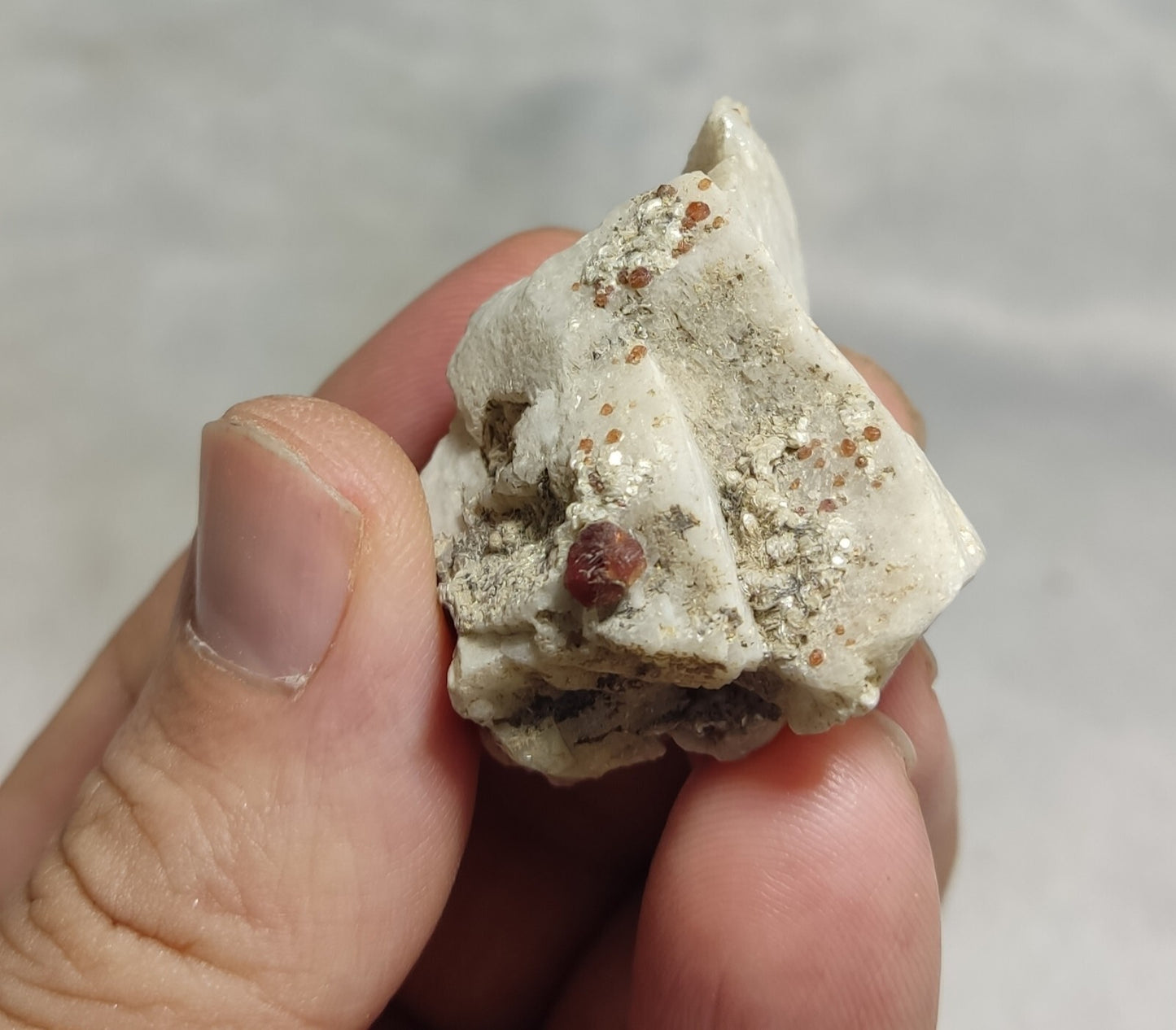Small Sized Specimen Of Garnet Spessartine On Feldspar 34 grams
