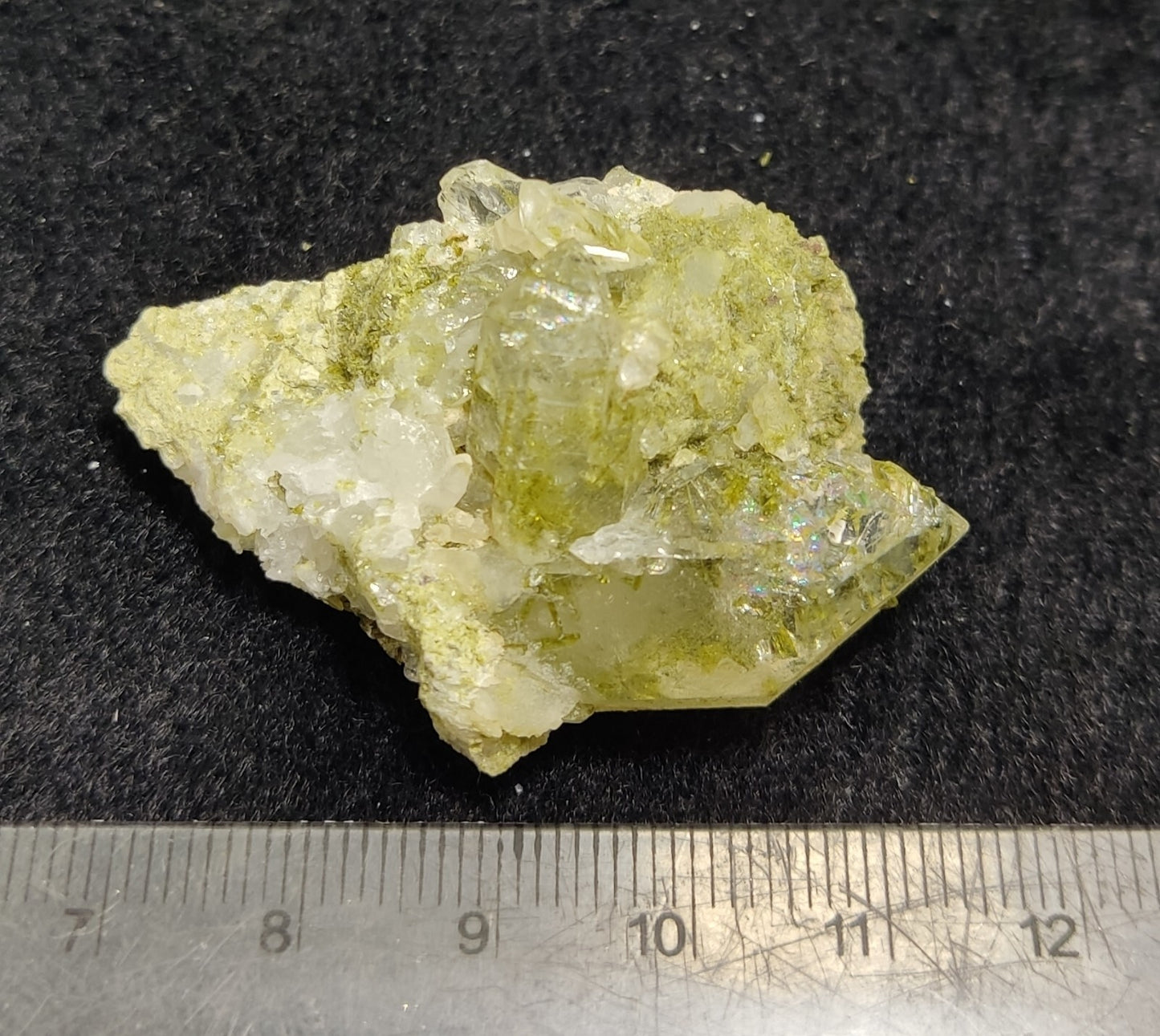 An aesthetic specimen of Epidote quartz cluster 27 grams