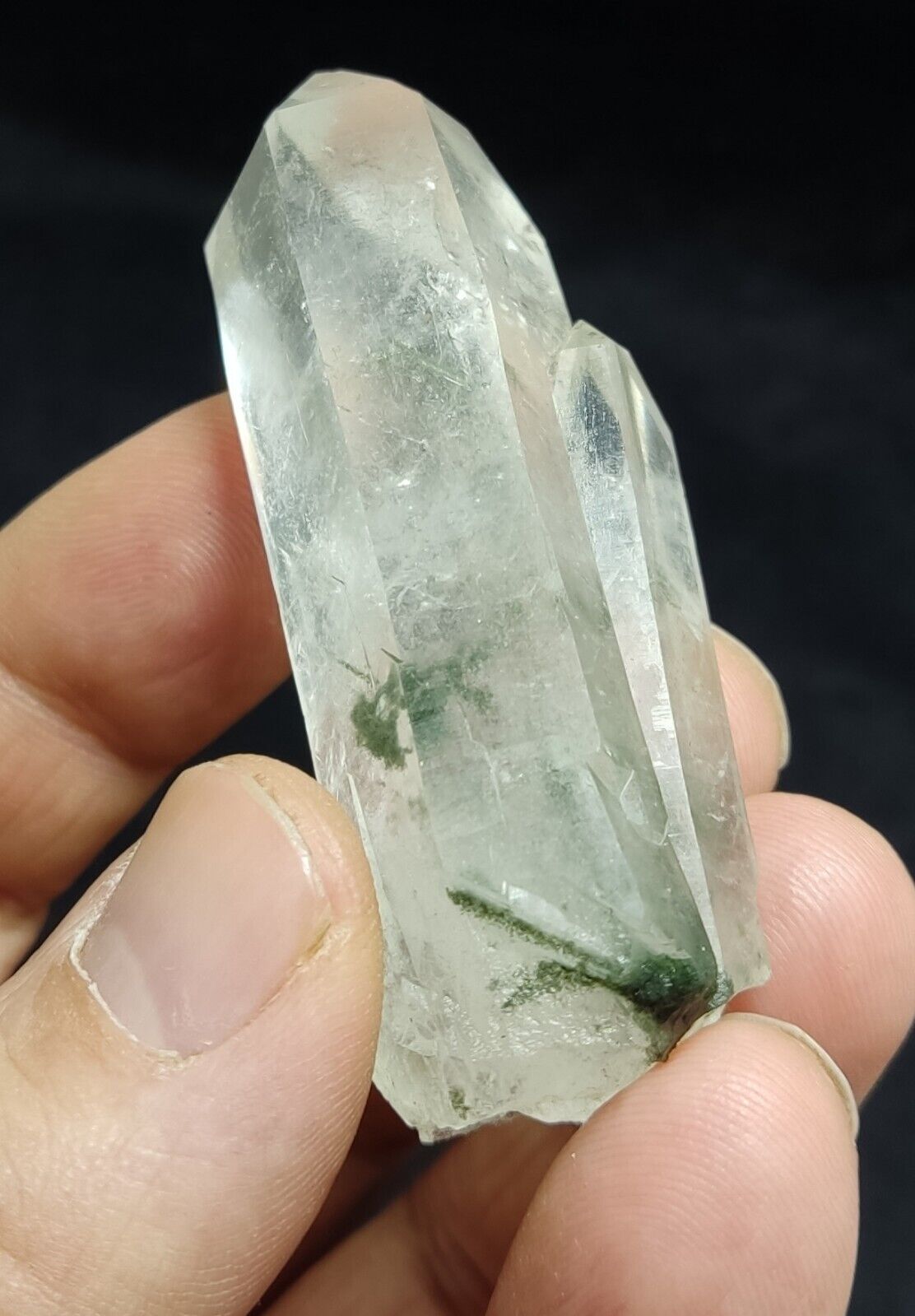 An Aesthetic Natural Quartz crystal with chlorite inclusions 49 grams