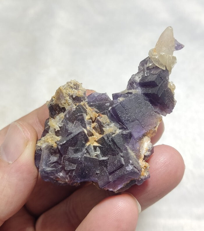 Small Purple Fluorite With Calcite 64 grams