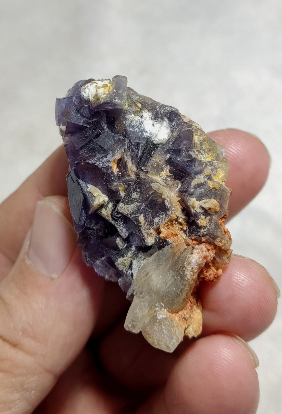 Small Purple Fluorite With Calcite 46 grams