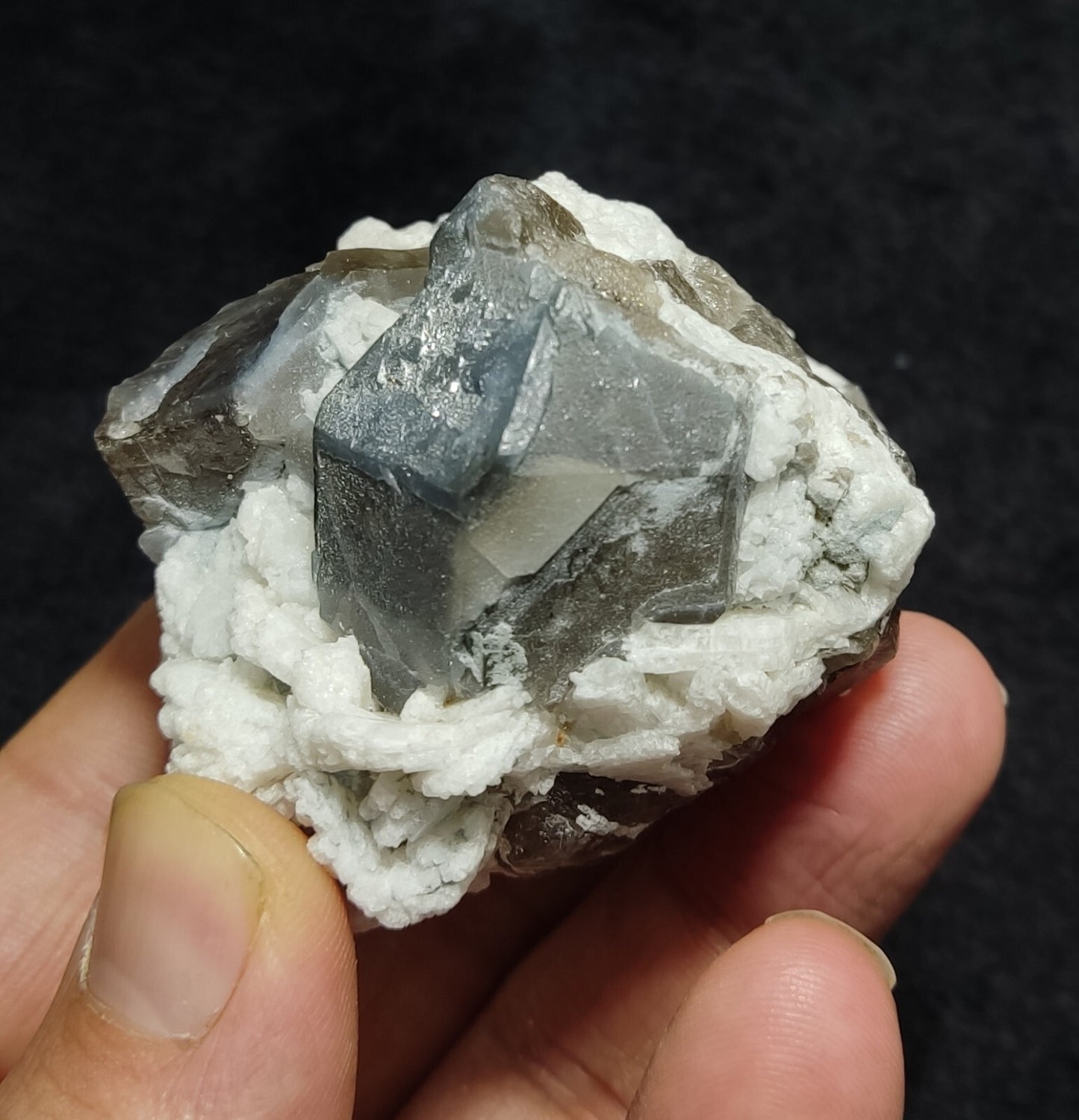 An Aesthetic specimen of Indicolite Included Quartz Crystal On Matrix 186 grams