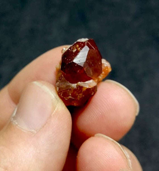 Tourmaline on Twin Spessartine Garnet Specimen 6.6 Grams.