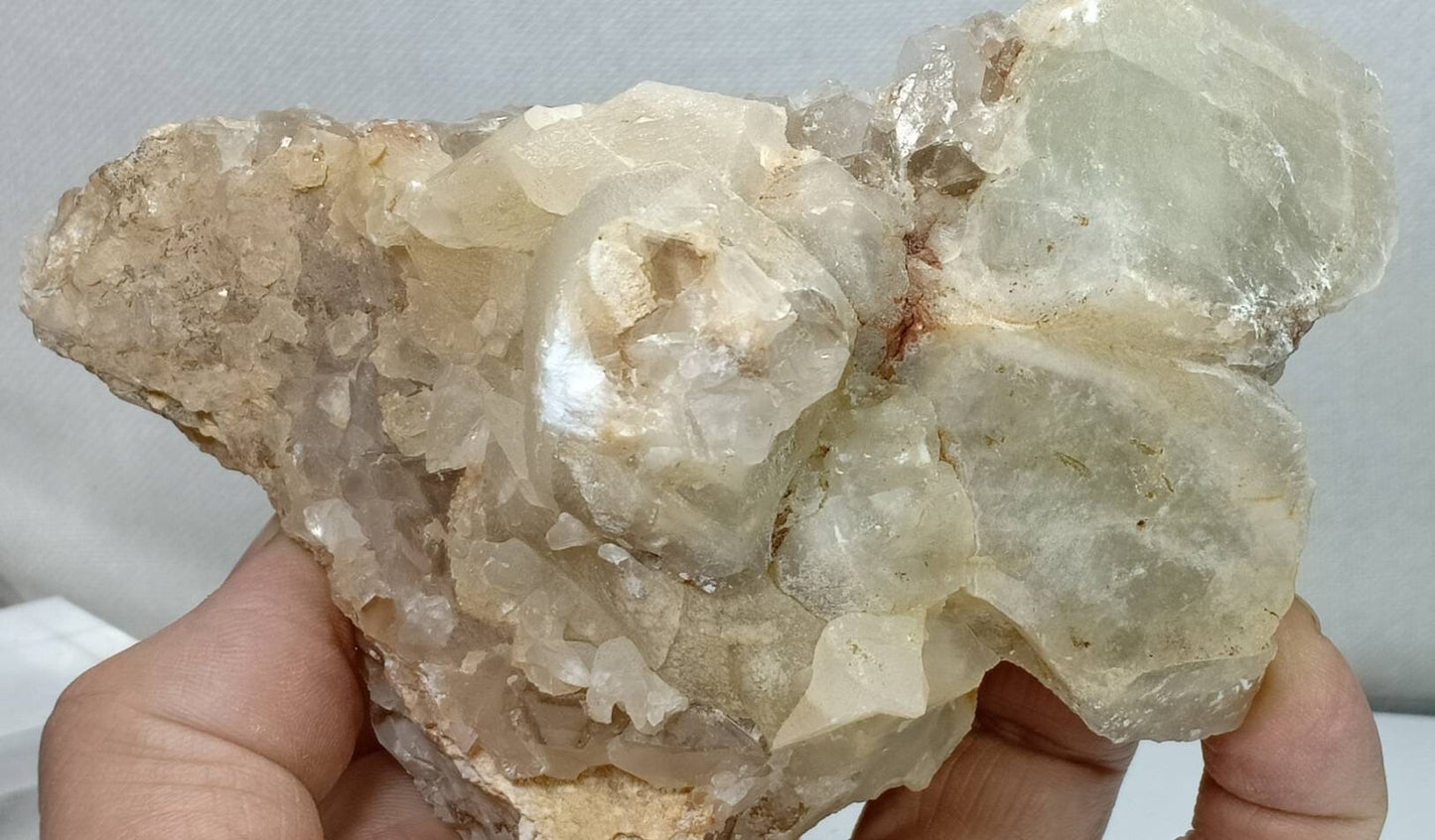 Calcite Crystals Cluster Specimen with Fluorite in the middle 870g