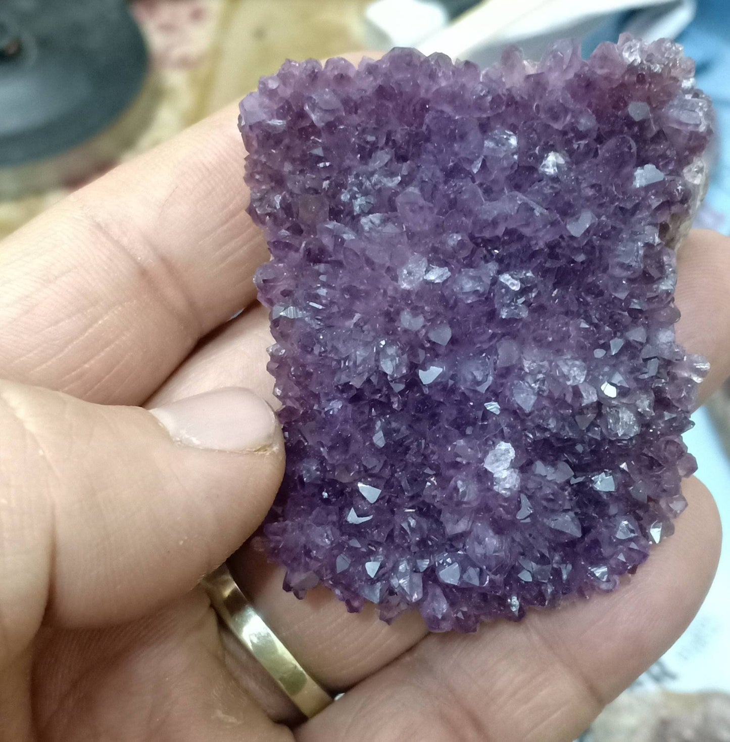 Single Beautiful Drusy Amethyst crystals Cluster with beautiful purple color 89 grams
