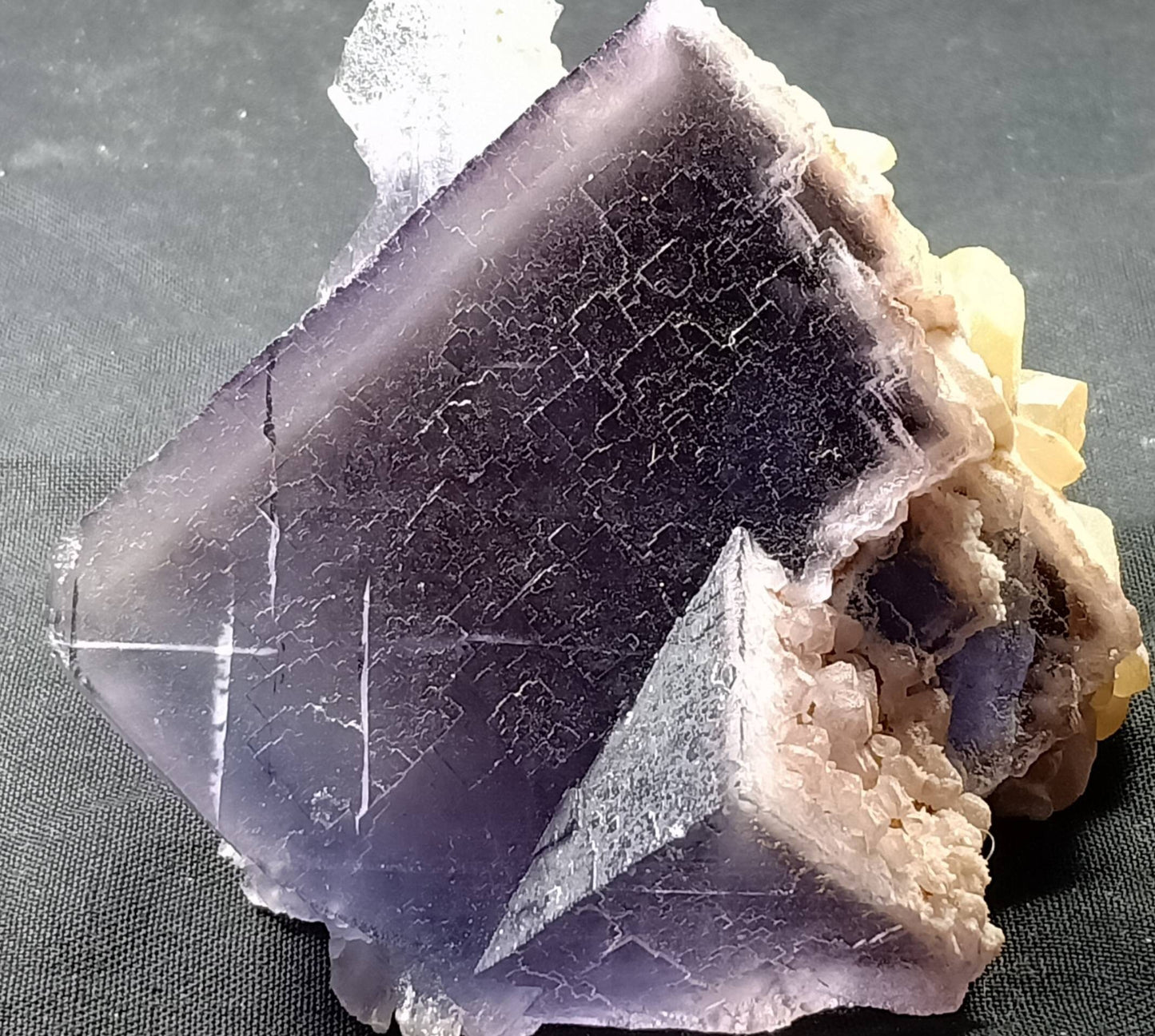 Purple Fluorite with Calcite 270 grams