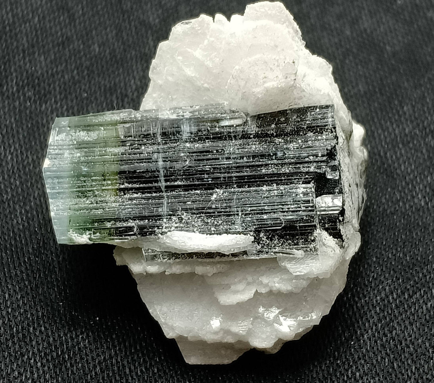 Single beautiful Terminated multicolor Tourmaline crystal with associated cleavelandite formations 8 grams