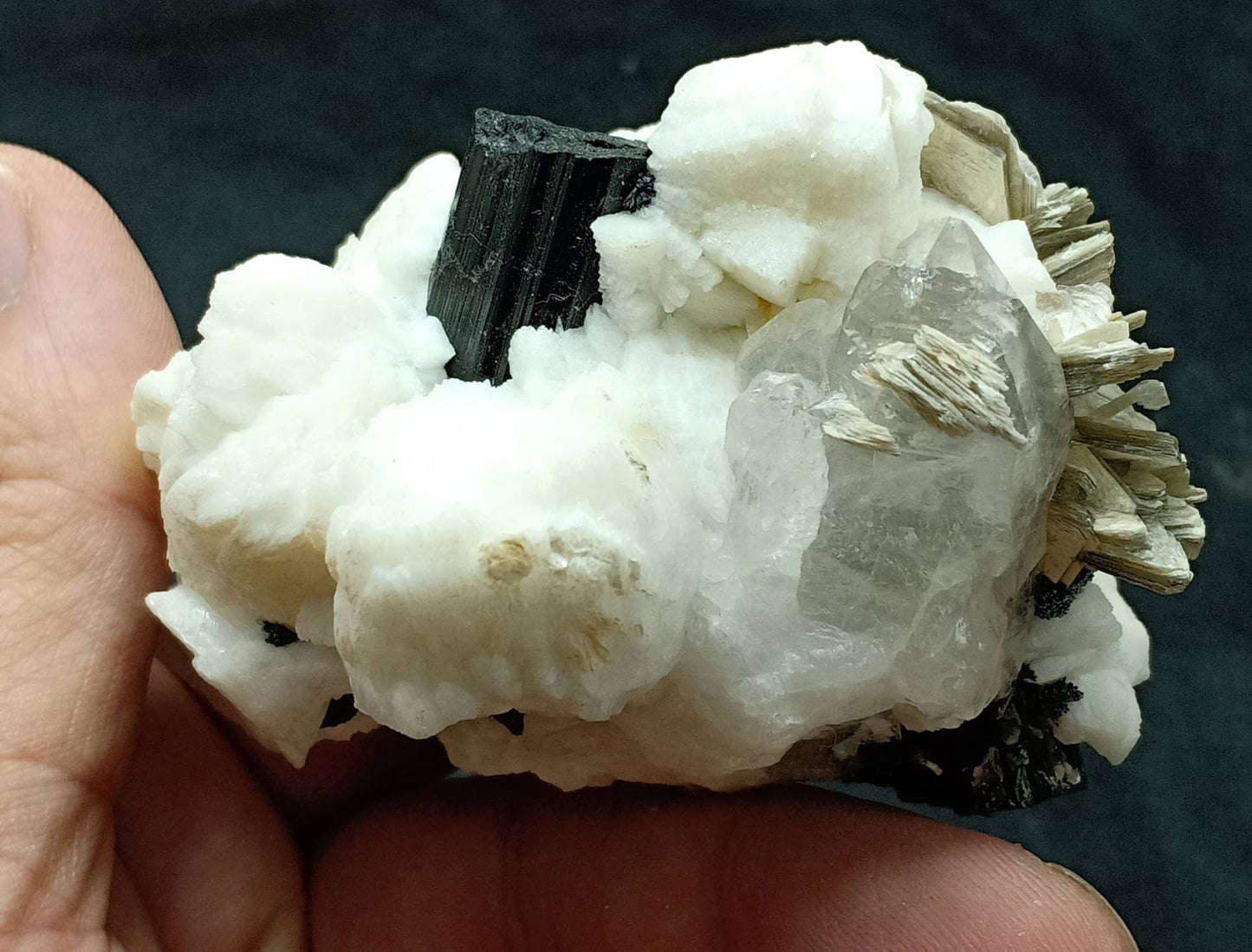 An Aesthetic Natural specimen of combination of Albite, Schorl, Quartz and Muscovite 233 grams