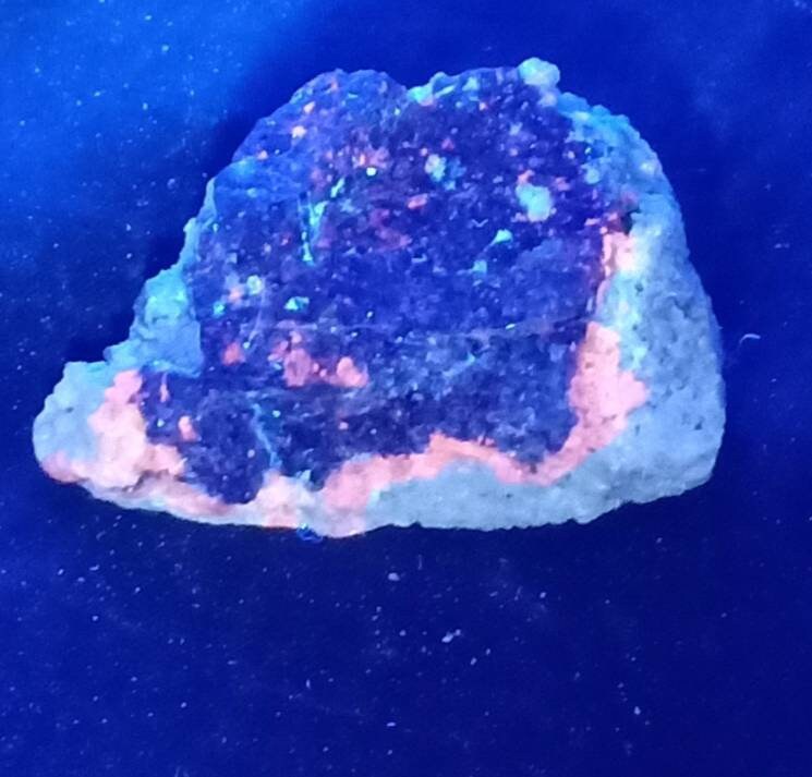 An Aesthetic specimen of Lazurite Lapis with Pyrite partly fluorescent 57g